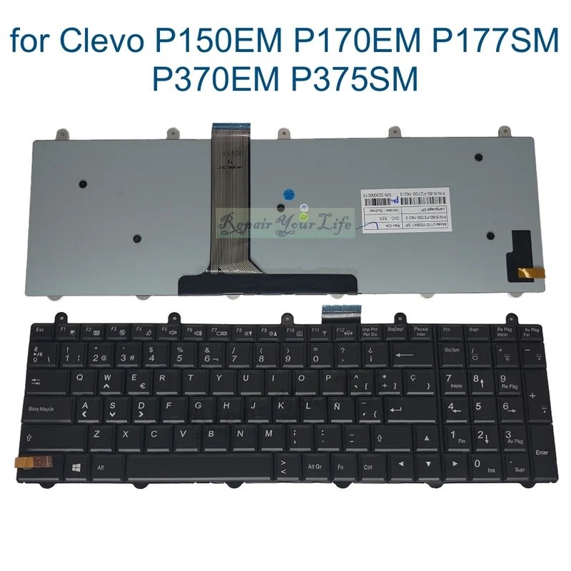คีย์บอร์ดเรืองแสงสเปนสําหรับ Clevo P150EM P170EM P370EM P375SM P570WM P157SM P177SM โน้ตบุ๊ค V132150