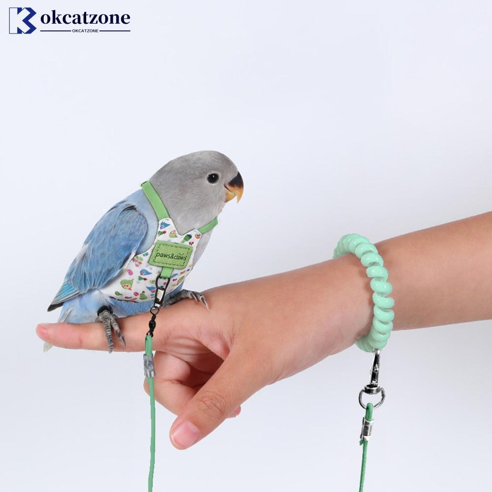 OKCATZONE Bird Flight Suit Parrot Harness Vest 2M Leash Parrot Bird Flying Training Leash with Flyin