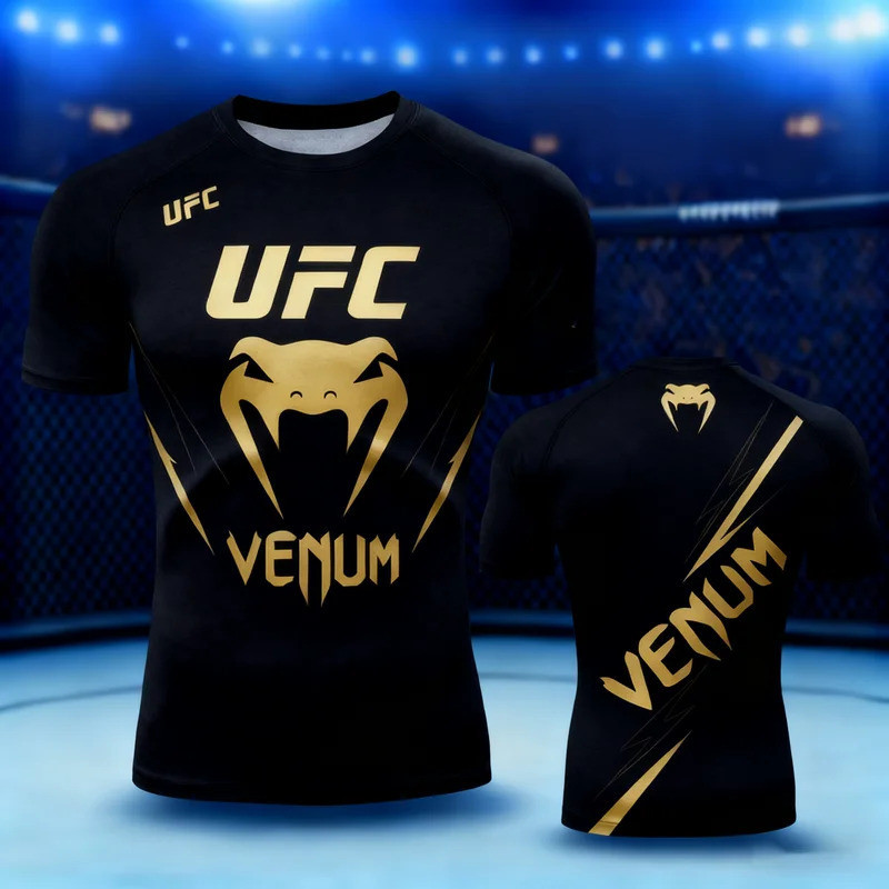 👕3D❗3 มิติ UFC 3D Print T-shirt Men’s Short Sleeve O-neck Sportswear Top for Boxing Fitness Gym Work