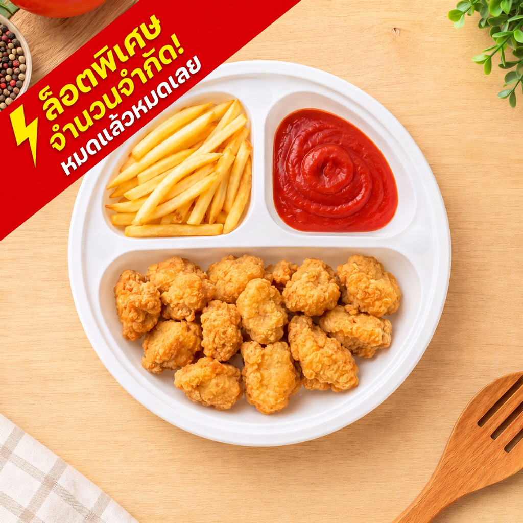 [หมดแล้วหมดเลย] จานออเดิร์ฟ 3 ช่อง Ø21ซม. KEYWAY รุ่น PI-0021 PP Food Grade เข้าไมโครเวฟได้ แยกน้ำจิ้มไม่แฉะ