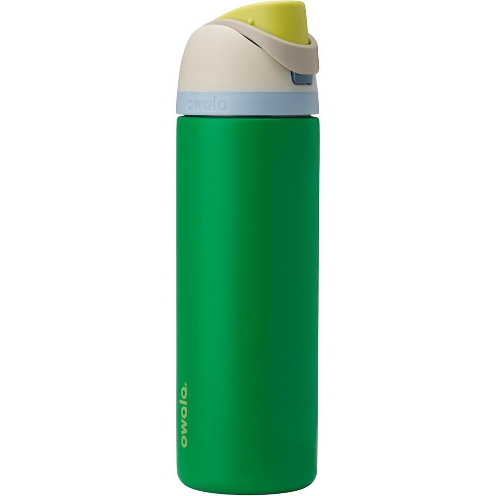 Owala FreeSip ขวดน้ําสแตนเลสหุ้มฉนวนพร้อมหลอด, ขวดน้ํากีฬาปลอดสาร BPA สําหรับเดินทาง, 24 ออนซ์, ใส่ส