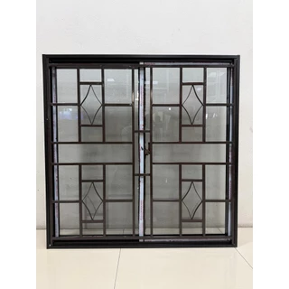 พร้อมส่ง หน้าต่างบานเลื่อนอลูมิเนียม ขนาด80×80ซม. ติดตะแกรงป้องกันขโมย มุ้งลวดกันยุง ตาข่ายป้องกันเด็ก