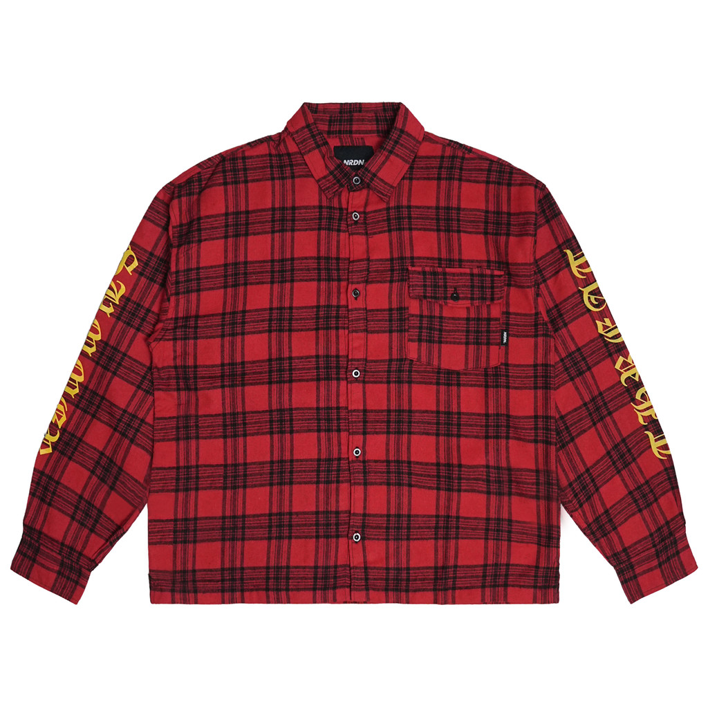 KEMEJA Neverendingsummer SHIRT HEART RED FLANNEL SHIRT