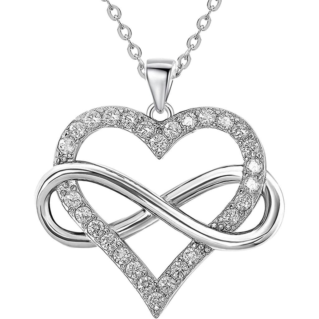 JES & JANI Infinity Heart สร้อยคอผู้หญิง, Love Heart จี้ Cubic Zirconia และ Infinity สร้อยคอสําหรับแ