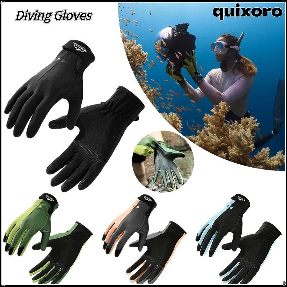 QUIXORO 1 คู่ถุงมือดําน้ํา,ลื่น Paddling น้ํากีฬา Mittens, ดําน้ําดูปะการังกลางแจ้ง Anti-cut ทนต่อการสึกหรอ Wetsuit ถุงมือสําหรับผู้ชายผู้หญิง