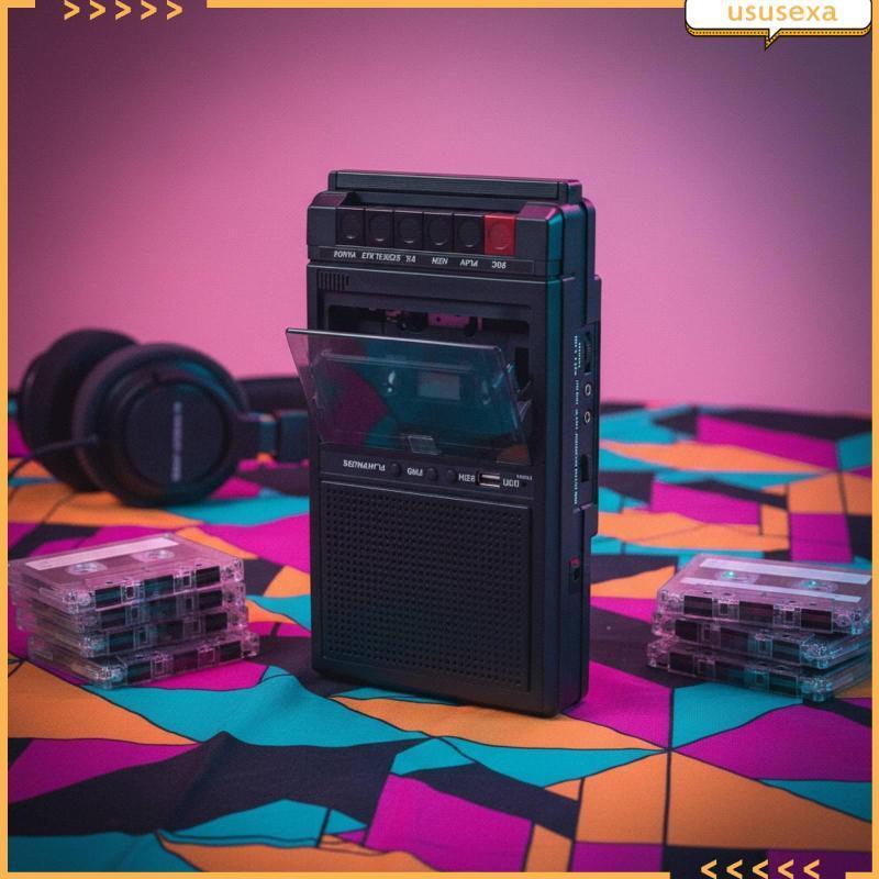 [Ususexa] Retro Cassette Player Audio Trancription Device Play and Records Function Compact Tape Pla