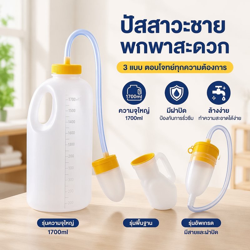 แบบพกพาขวดปัสสาวะผู้ชายรั่วซึมกลิ่นฝาทําความสะอาดง่ายเดินทางรถข้างเตียง1700มล