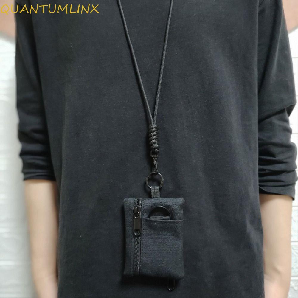 QUANTUML Oxford ผ้ากระเป๋าสตางค์ขนาดเล็ก,ซิปไนลอนแขวนคอกระเป๋าใส่เหรียญ,สะดวกพร้อมเชือกเส้นเล็กสแควร์สบายๆผู้ถือบัตรขนาดเล็กกระเป๋าเก็บ