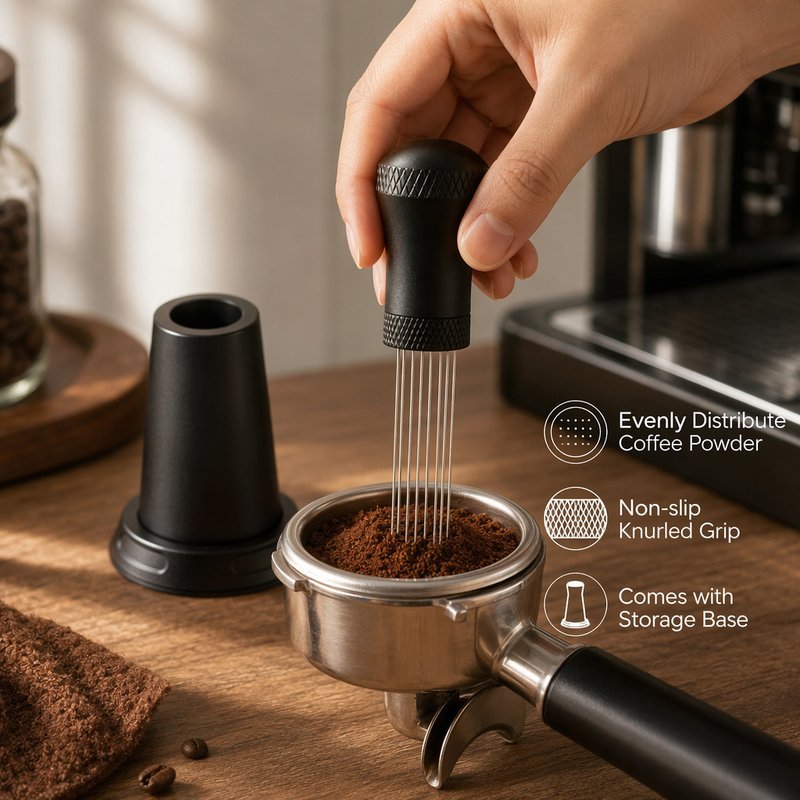 Espresso Distribution Tool เข็มสแตนเลสกาแฟ Stirrer Wdt Dosing Tool Barista Stand