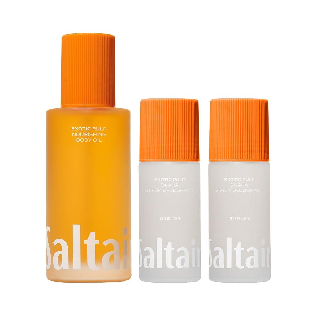 Saltair Exotic Pulp Essentials – AHA Serum Deodorant 2-Pack + Hydrating Body Oil ORS4