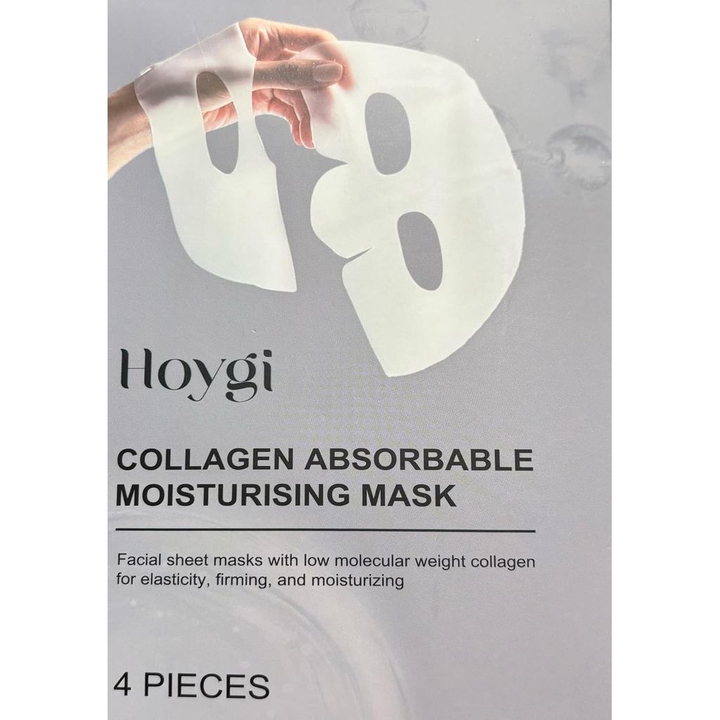 HOYGI Collagen Absorbable Moisturising Face Mask, Hydrating Sheet Mask พร้อมคอลลาเจนที่มีโมเลกุลต่ํา