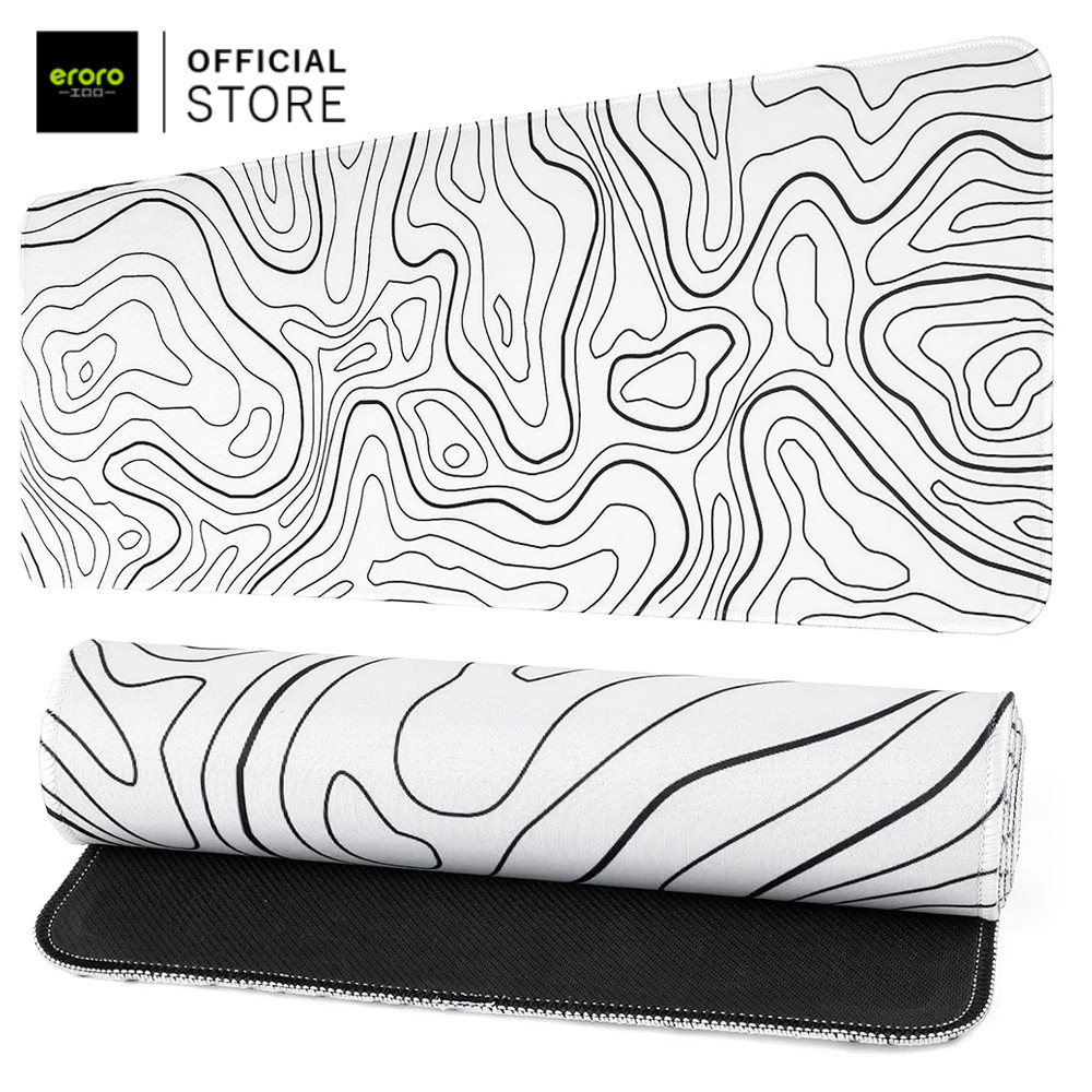 ERORO แผ่นรองโต๊ะคอม เมาส์ หลายขนาด สีขาว/ดำ แผ่นรองโต๊ะเกมมิ่ง สไตล์มินิมอล computer desk pad