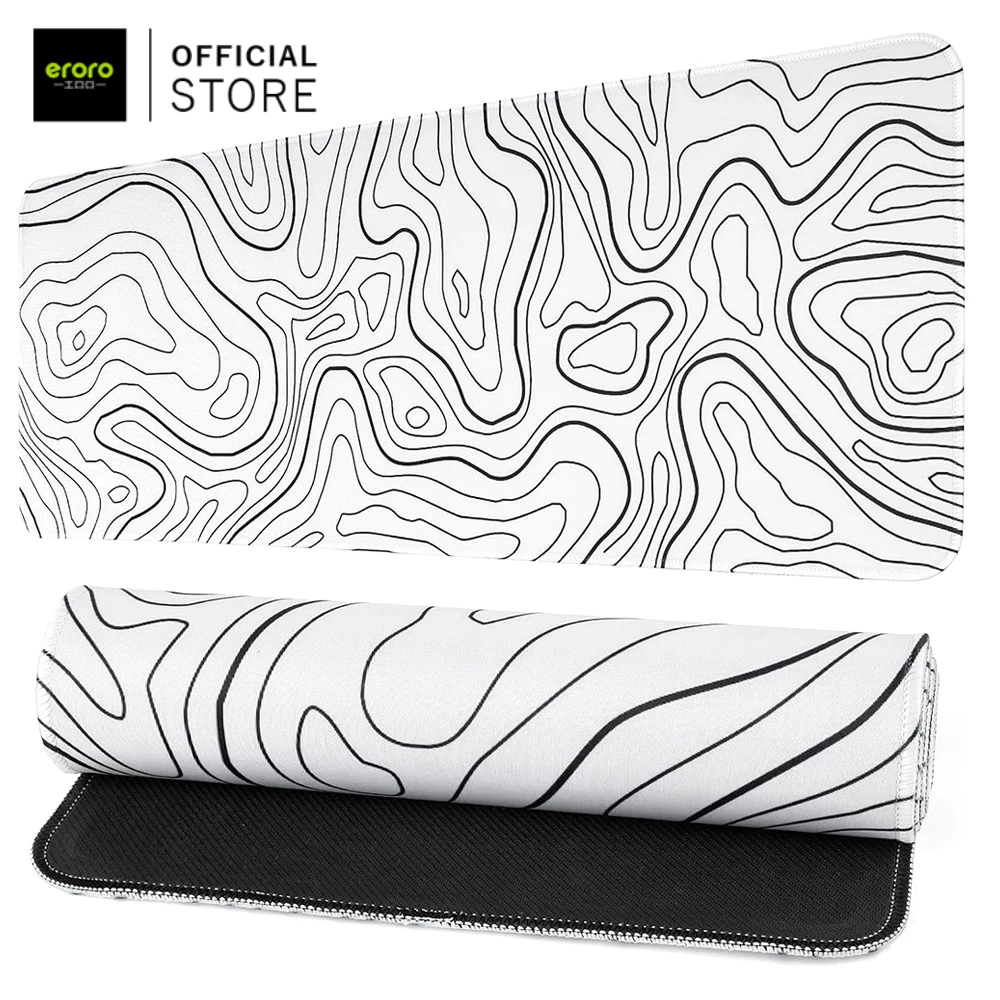 ERORO แผ่นรองโต๊ะคอม เมาส์ หลายขนาด สีขาว/ดำ แผ่นรองโต๊ะเกมมิ่ง สไตล์มินิมอล computer desk pad
