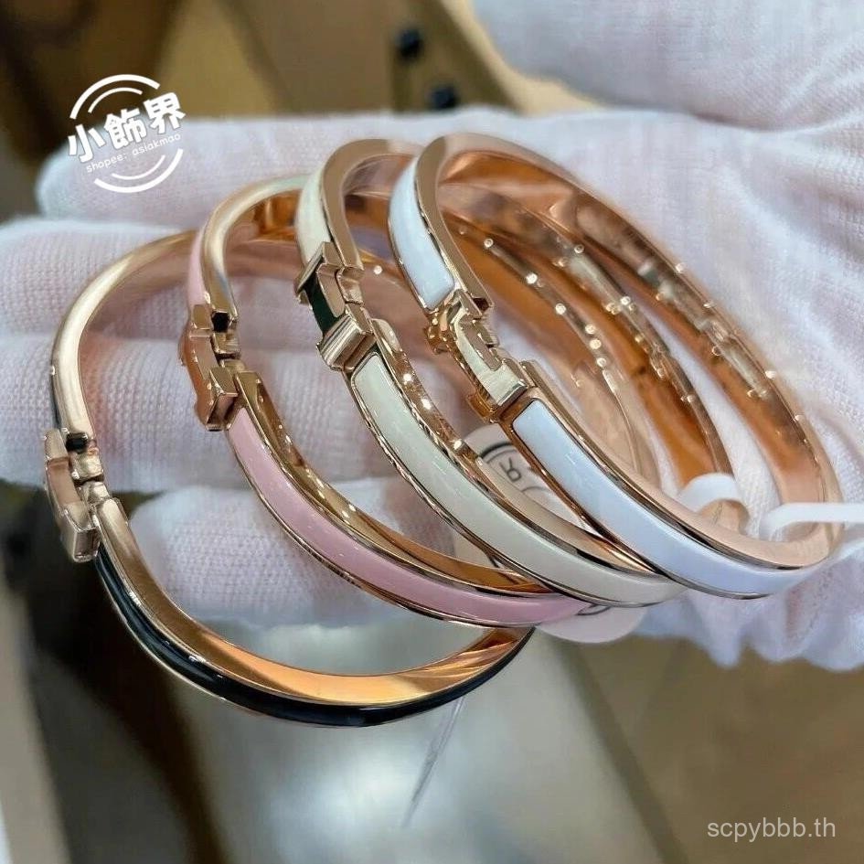 925เงินH Ultra-Narrow 6MMสร้อยข้อมือเคลือบCNCหนาชุบ18Kแฟชั่นUnisexคู่เครื่องประดับขนาดเล็กBI2I