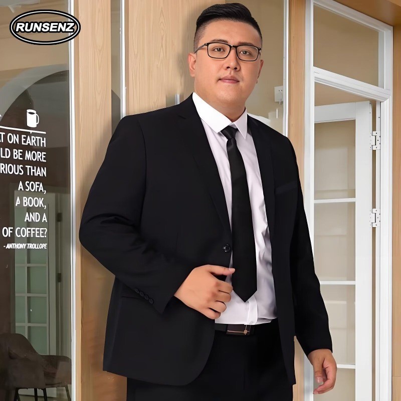 S-5XL เกาหลี Basic Blazer ผู้ชายสีดําลําลองหลวมธุรกิจ Plus ขนาดเสื้อสูท