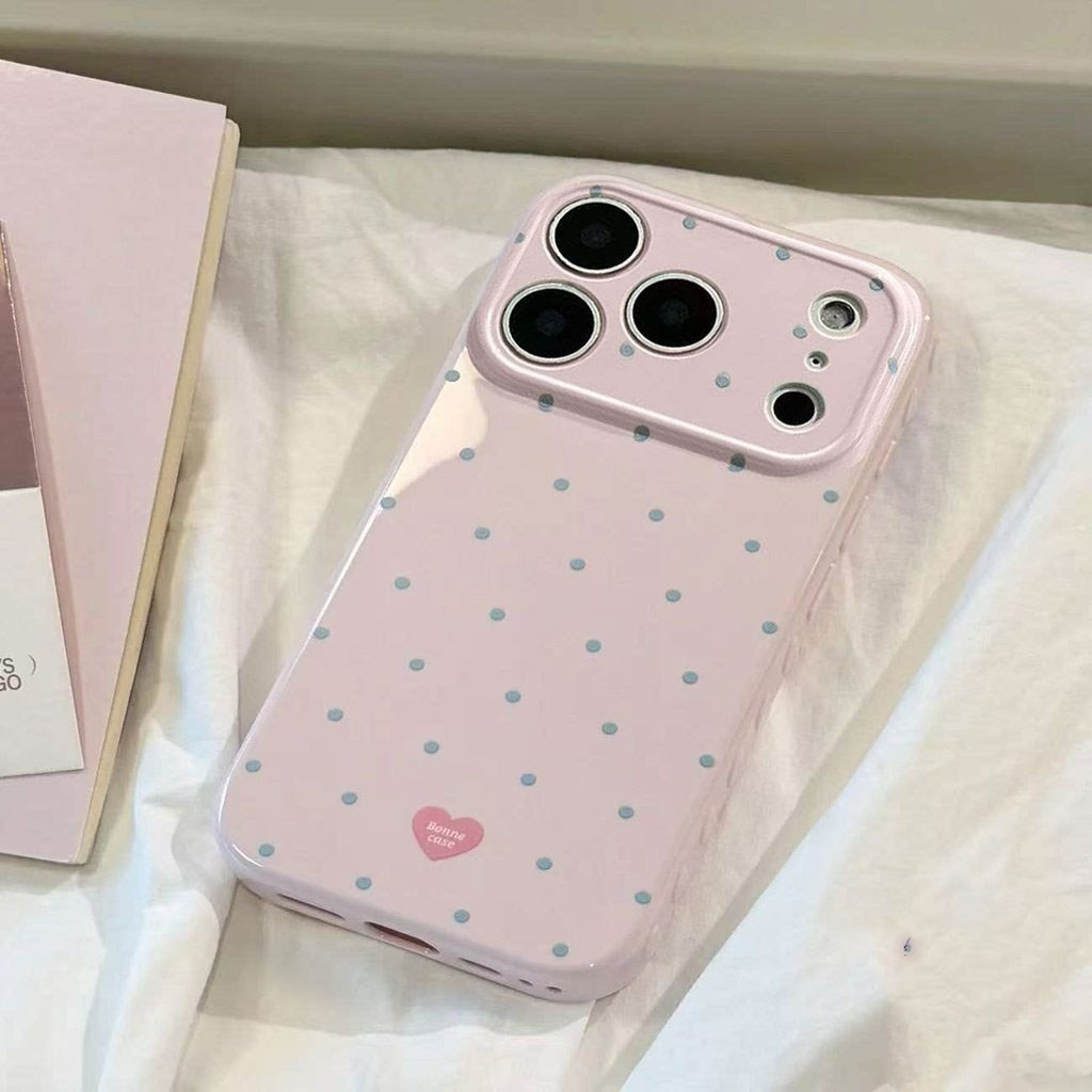 เคสสำหรับ iPhone 17 16 15 14 13 12 11 Pro Max XR XS ลายหัวใจ 3D สีชมพูอ่อน กันกระแทก กันรอย ขอบนิ่ม ถุง