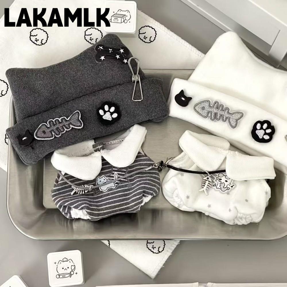 LAKAMLK Cotton Doll Clothes Set,สีดําและสีขาวไม่มีแอตทริบิวต์ชุดลูกแมว,สุดน่ารัก10/20ซม.Punkสไตล์Pun