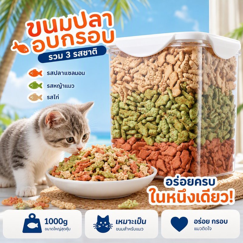 ขนมแมว คุกกี้มิ้นท์ ฟรีซดราย 1000g ย่อยง่าย ลูกแมวโต วัตถุดิบแท้ ขนมสัตว์เลี้ยง