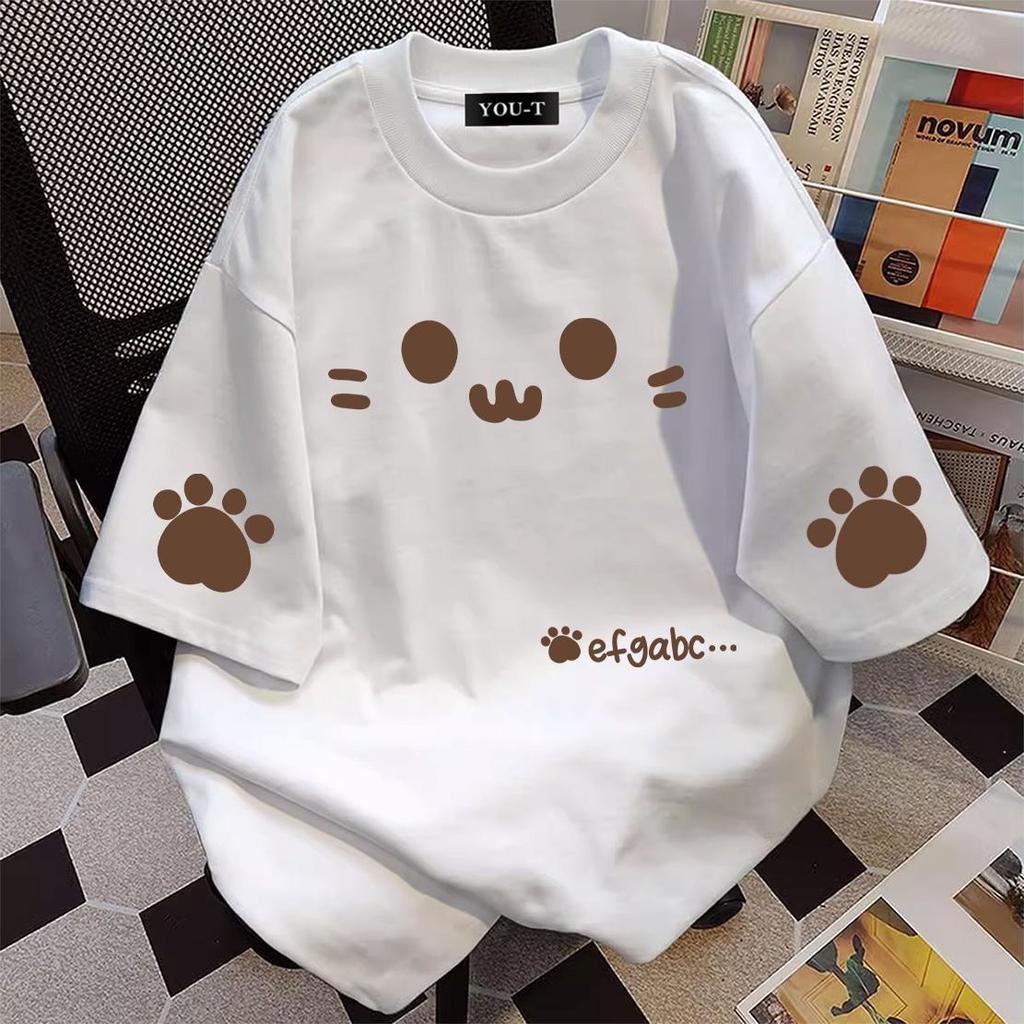 Su.Tee เสื้อยืดผู้หญิงoversize unisex สตรีทแฟชั่น โคตรนุ่ม เสื้อ cotton ไม่หดตัวลาย เสื้อไม่ยับ "Efgabc Cat"
