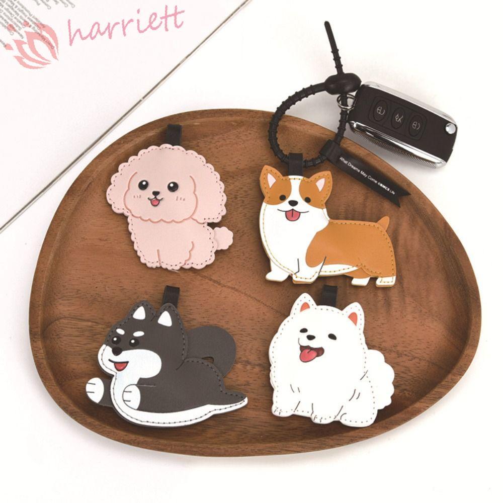 HARRIETT พวงกุญแจลูกสุนัข,เชือกหลากสีสีชมพูพวงกุญแจรถ Doggy,Creative Pinch-shaped PU Leather Simple 