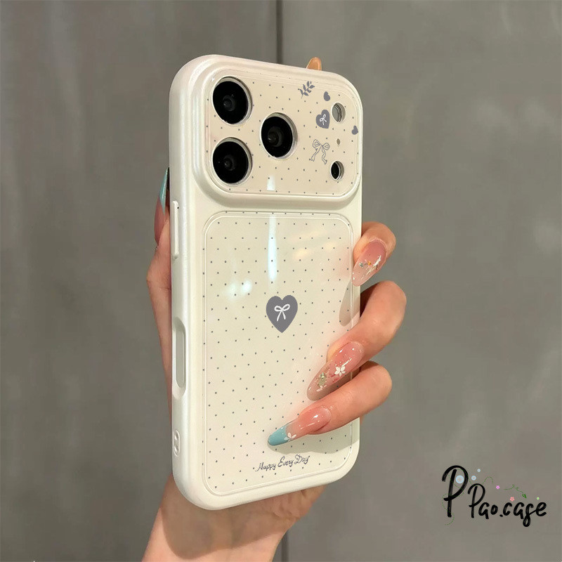 เคสสีพาสเทล ลายจุด หัวใจ โบว์ รูปภาพ สไตล์มินิมอล คุณภาพดี เคสไอโฟน17 18 สำหรับ IPhone 18 16 15 14 13 12 11 Pro Max 11