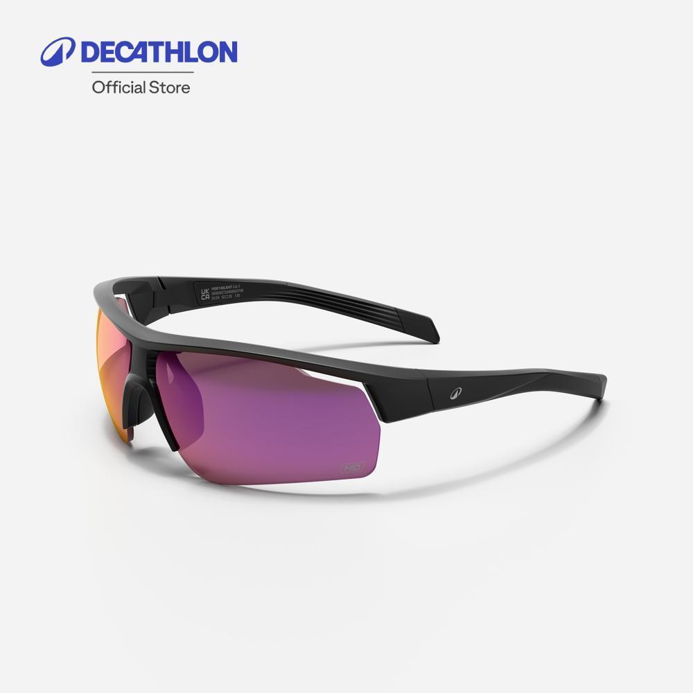 Decathlon HD Category 3 cycling glasses แว่นกันแดดปั่นจักรยานประเภท 3 คมชัดสูง สำหรับผู้ใหญ่ รุ่น Perf 100 HD - Black