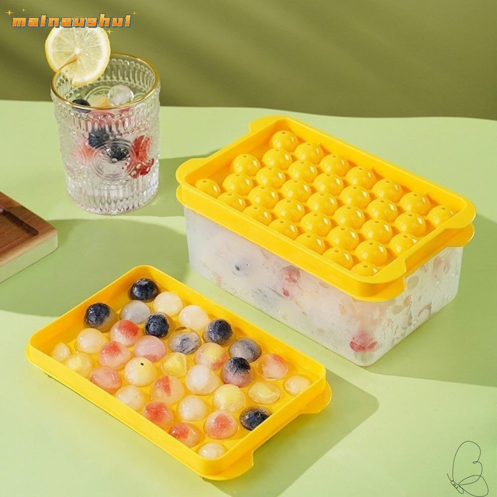 MAINAUSHUI ICE Grid Mold, Round with Scoop Ice Cube Tray, Creative Storage Box Silicone drink Sphere