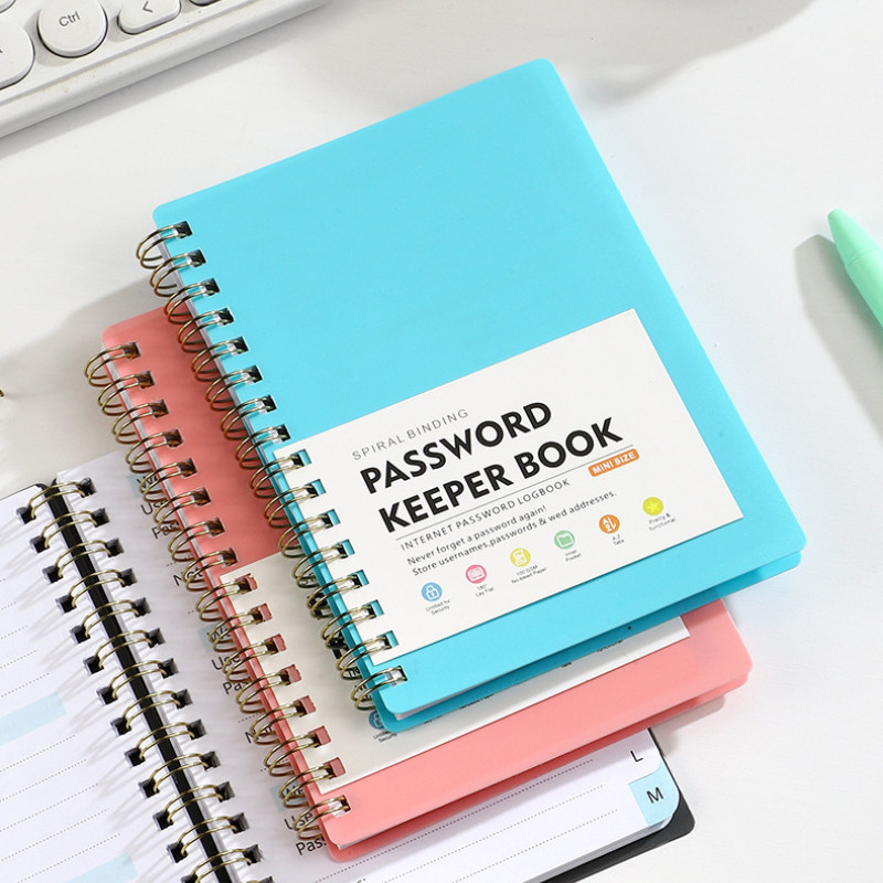 [Spot Goods]A6 Coil password record book Alphabetical Index Pagination Multi-color home office accou
