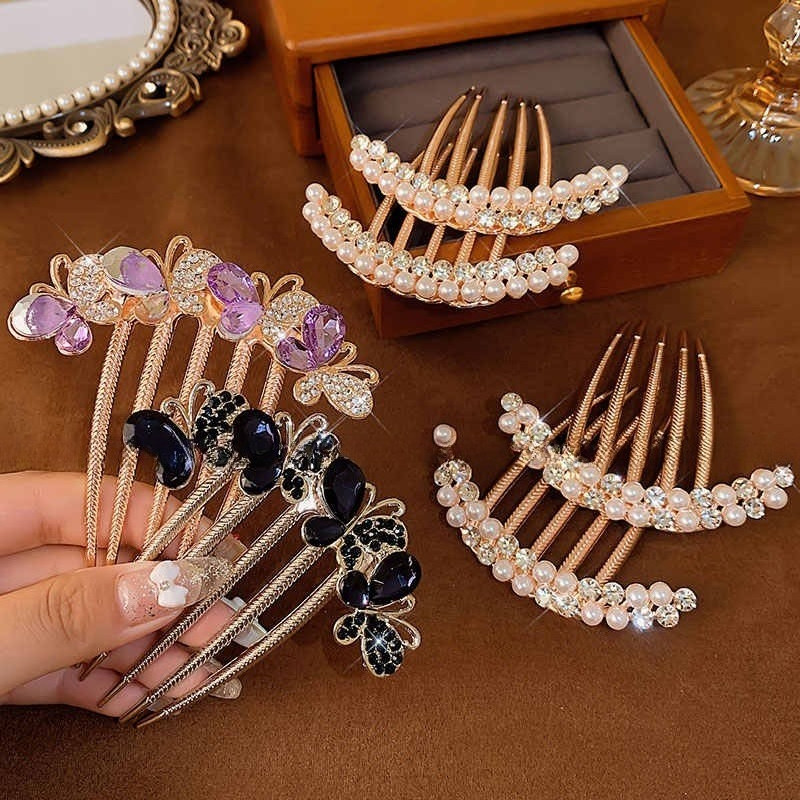 French Hair Pearl Fashion Hair Comb 2026 New Style Ladies Butterfly All-Match Hair Comb