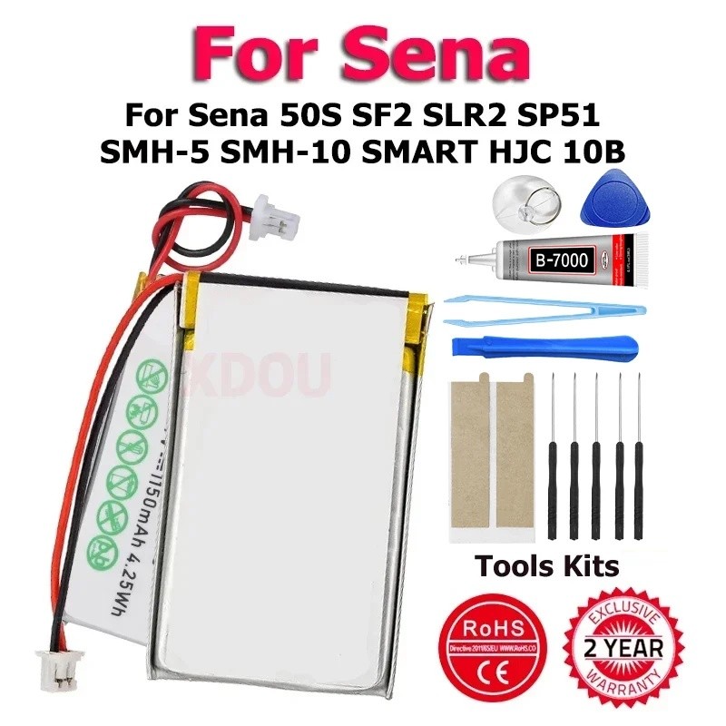 XDOU สําหรับ SENA50S SENASF2 SMH-5 SMH-10 เปลี่ยนแบตเตอรี่สําหรับ Sena 50S SF2 SLR2 SP51 SMH-5 SMH-1