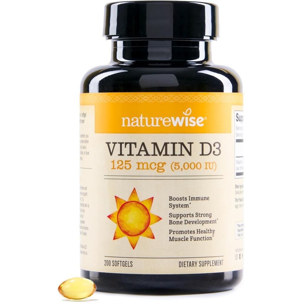 NatureWiseVitaminD35000iu(125mcg)200-DaySupplyforImmuneSupport,HealthyFunction,และHealth-Non-GMO,Glu