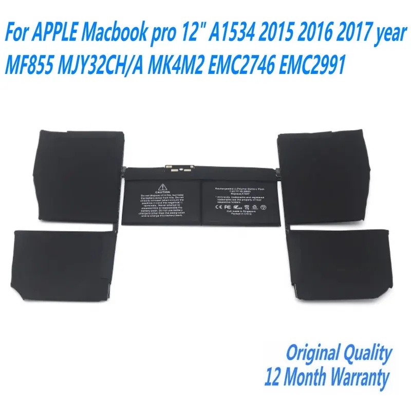 ใหม่ A1534 แบตเตอรี่แล็ปท็อปสําหรับ APPLE Macbook pro 12 "A1534 2015 2016 2017 ปี MF855 MJY32CH/A MK