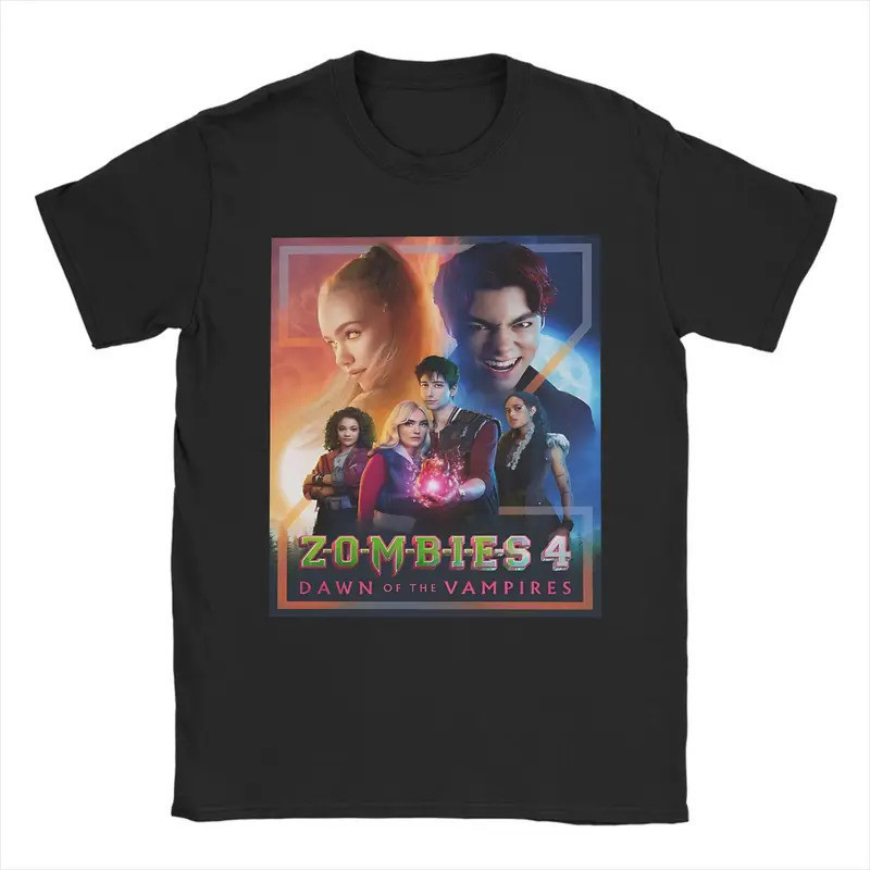 เสื้อยืดแฟชั่น Zombies 4: Dawn of the Vampires สำหรับผู้ชายและผู้หญิง เสื้อยืดผ้าฝ้ายแขนสั้น
