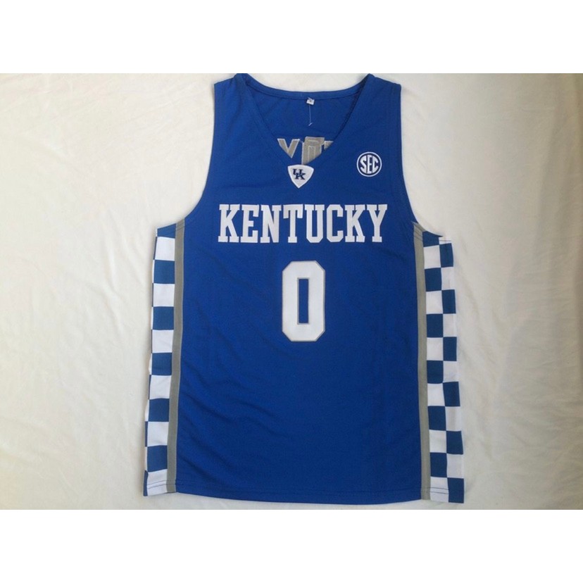 มหาวิทยาลัย เคนตักกี้ เลขที่. 0 Dalong Fox Blue White Jersey Stab ชุดบาสเก็ตบอล