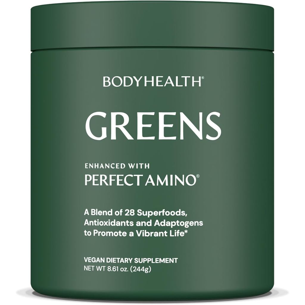 BodyHealth Greens Enhanced with PerfectAmino - Daily Superfood Green Apple Smoothie Powder with Vege