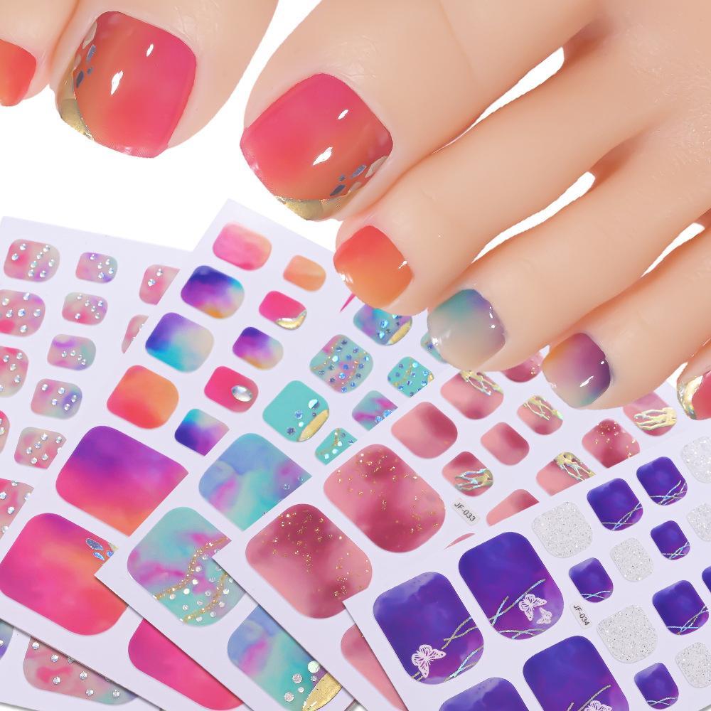 Sheet Shiny Dopamine Color Toe Nail Stickers มีจําหน่าย 20 รูปแบบ 3d สติ๊กเกอร์ Art L4e3