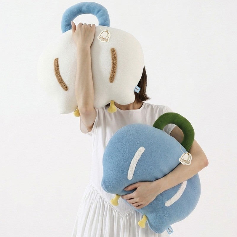 หมอนอิงรูปครีม White Lily of the Valley Pillow Blue Lily of the Valley Pillow Carrying Loop