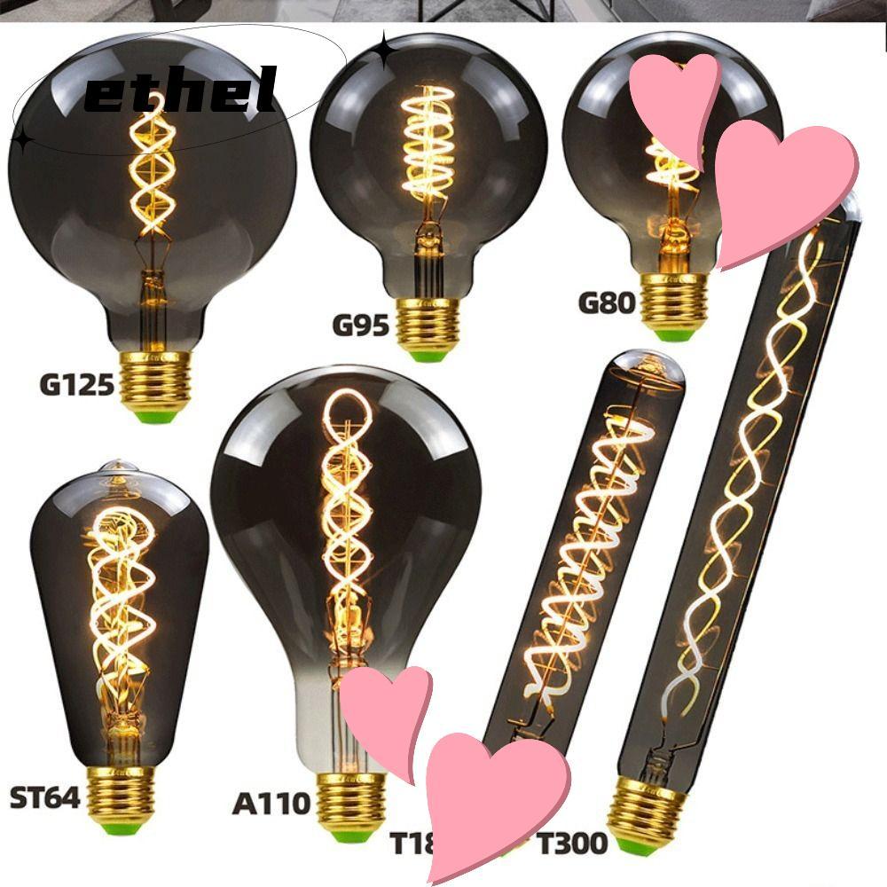ETHEL Vintage Retro Bulb, Filament Electroplated Grey Filament, hot Edison Lamp Glass E27 220V Ediso