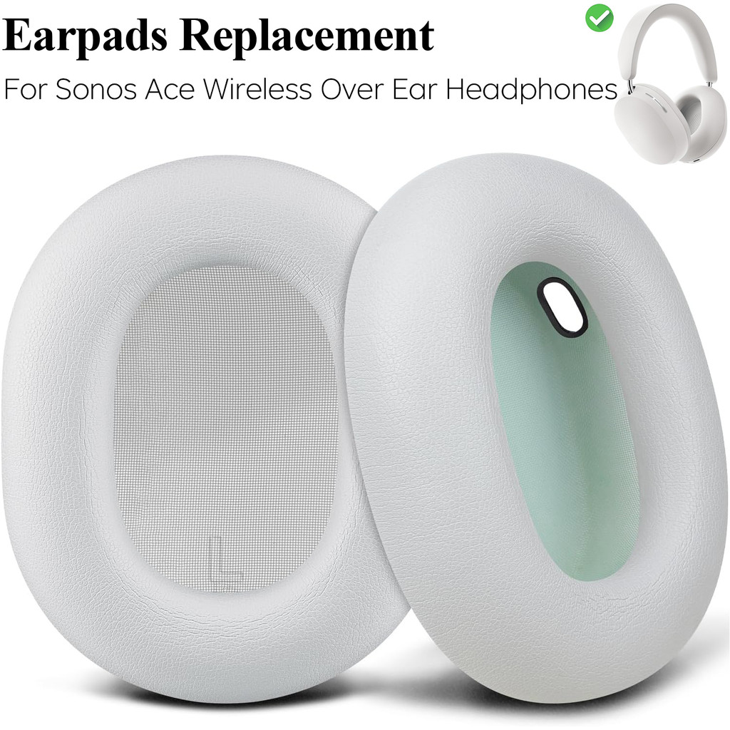 แผ่นรองหูฟังสําหรับ Sonos Ace Wireless Over Ear Headphones, แผ่นรองหูฟังทดแทนพร้อมหนังโปรตีนนุ่ม, โฟ