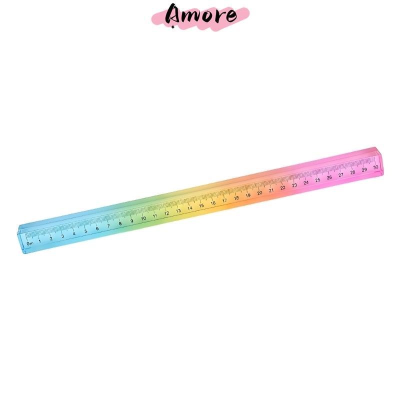 Amore ไม้บรรทัดเรขาคณิตอะคริลิค 30 ซม. พร้อมสเกลใสสําหรับนักเรียนและร่าง