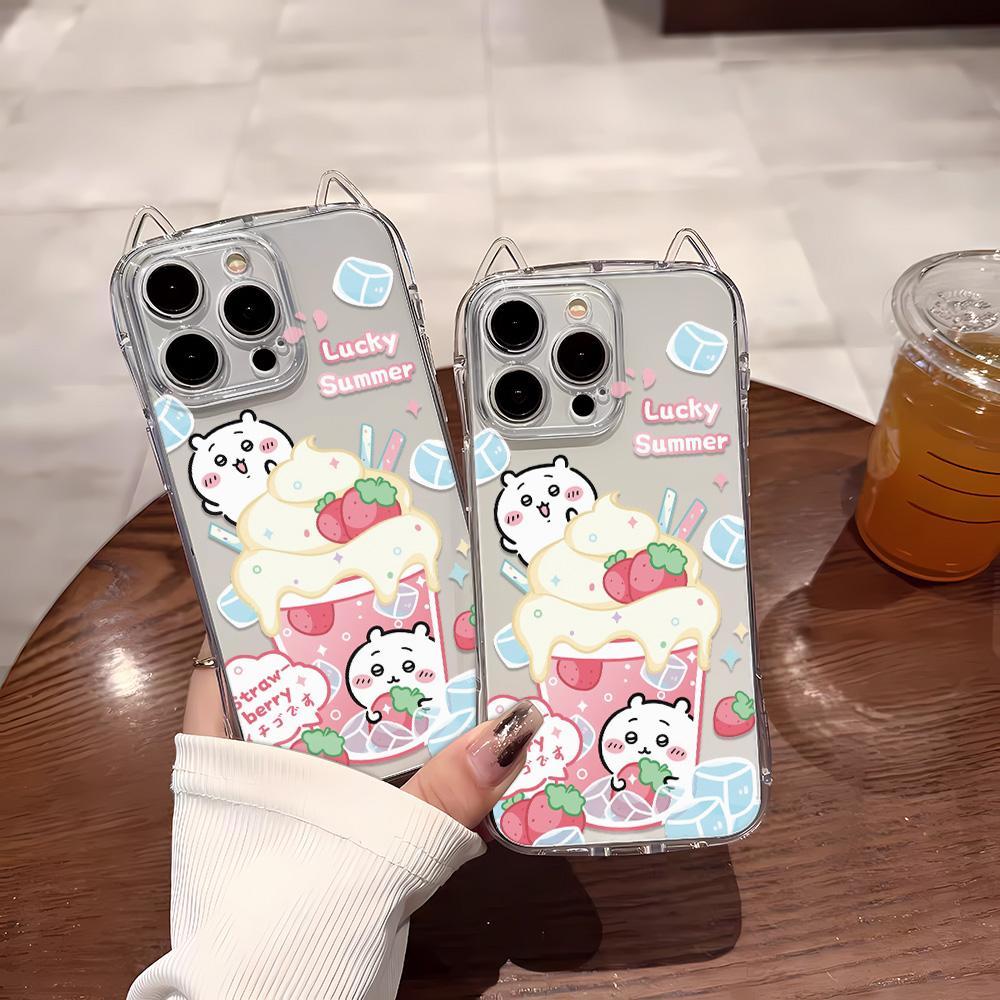 เคส iPhone 17 Pro Max 16 15 14 13 ลายไอศกรีม Chiikawa น่ารัก โปร่งใส กันกระแทก ขอบใส บางเบา