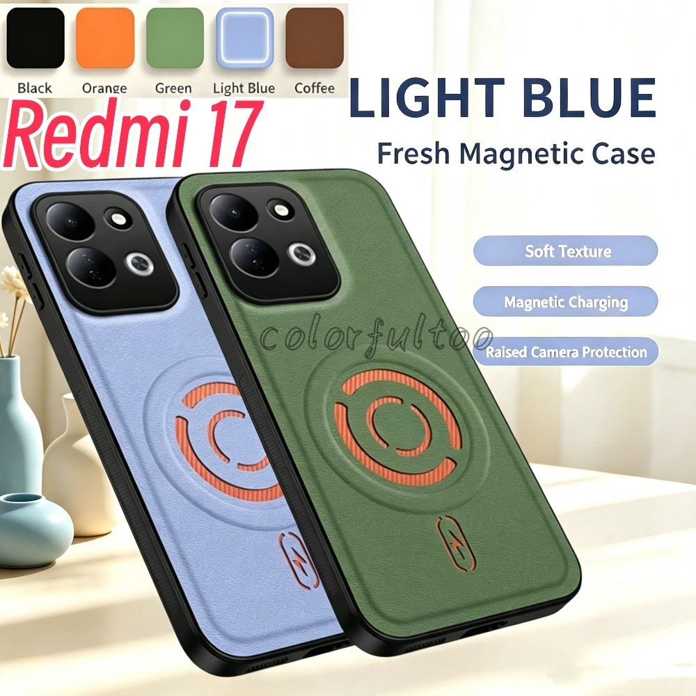หรูหรา Soft Matte เคสโทรศัพท์สําหรับ Redmi 17 5G 4G หนังแม่เหล็กเนื้อซิลิโคนกันกระแทกคู่ปลอกปกหลัง Redmi17 Redmy 17 2026 Shell