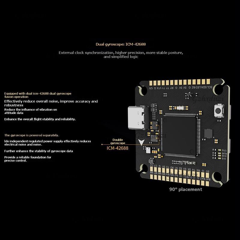 GzhxdiiziH743 PRO FLIGHT CONTROLLER STM32H743 480Mhz -42688 Gyro DUAL GYROSCOPE BEC สําหรับ Manta 5 