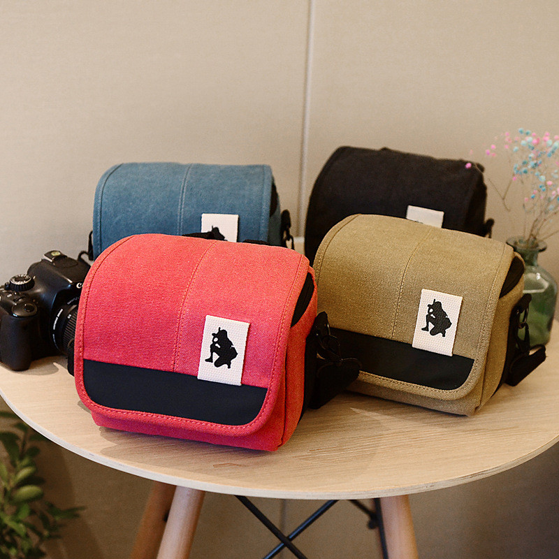 Canvas Micro Single Camera Bag Household dv Camera Bag เหมาะสําหรับ Canon Fuji Telephoto Digital Cam