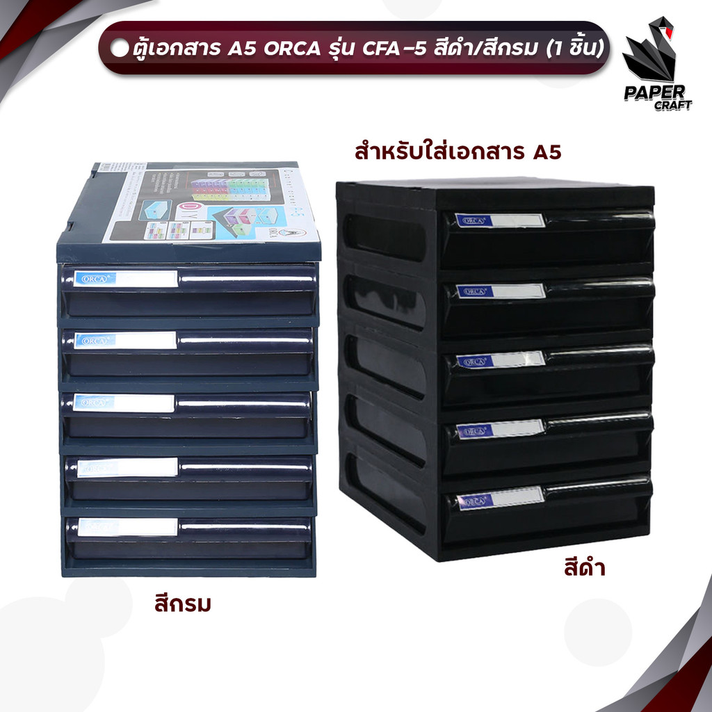 !!จำกัด 2 ตู้ / บิล!! Orca (ออร์ก้า) ตู้เอกสาร ที่ใส่เอกสาร สำหรับใส่กระดาษขนาด A5 รุ่น CFA-5 RE สีดำ / สีกรม ( 1 ตู้ )