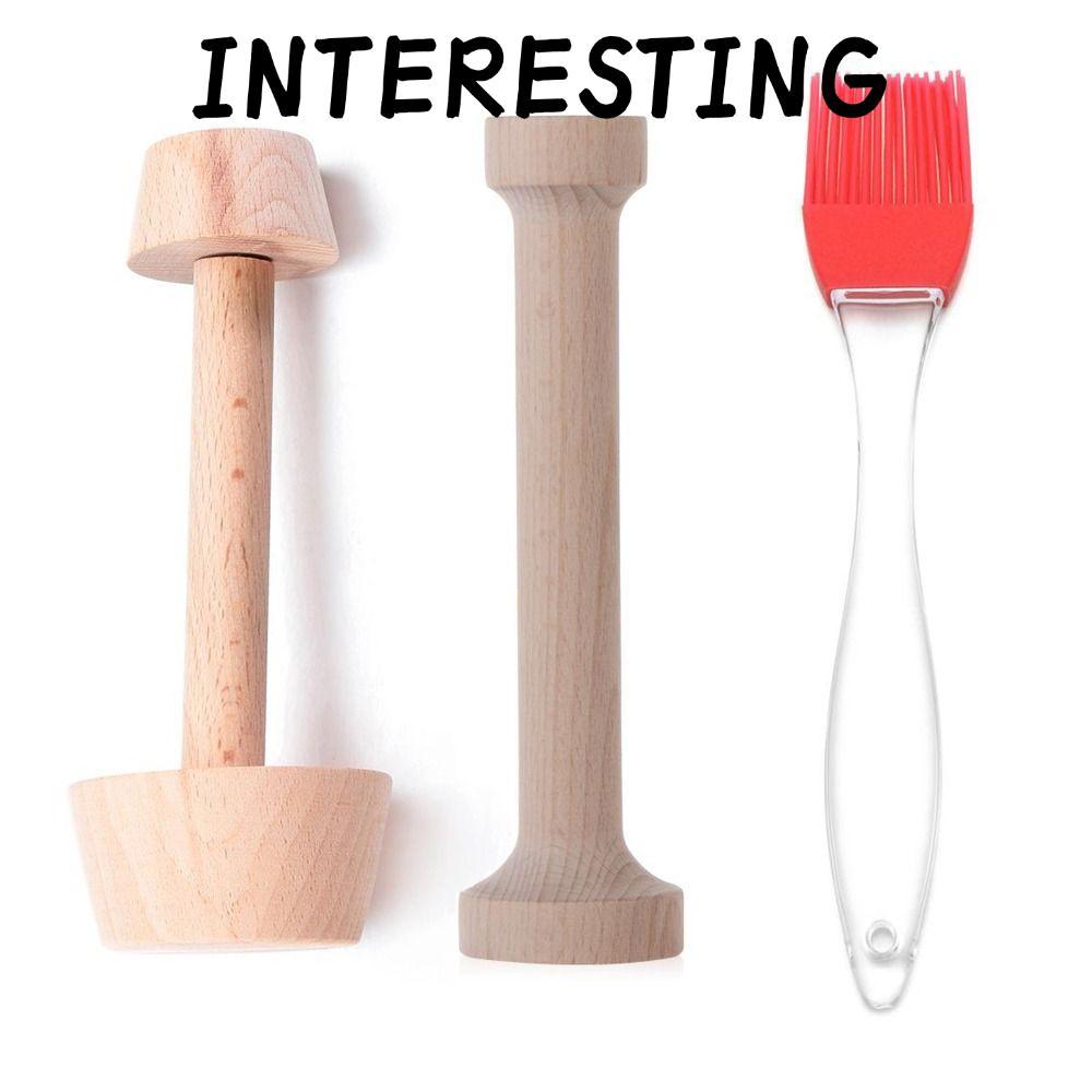 INTERESTING 2PCS ค้อนอาหาร,ไม้สองด้าน Tart Tamper,DIY Baking Shaping Baking Shaping เครื่องมือห้องคร