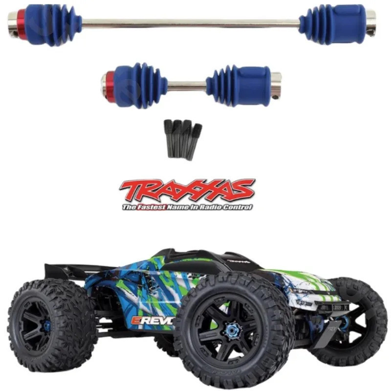 1 คู่โลหะ Center Driveshafts CVD 5151R 5650R 8655R พร้อมรองเท้าฝุ่นสําหรับ 1/10 Traxxas E-Revo Erevo