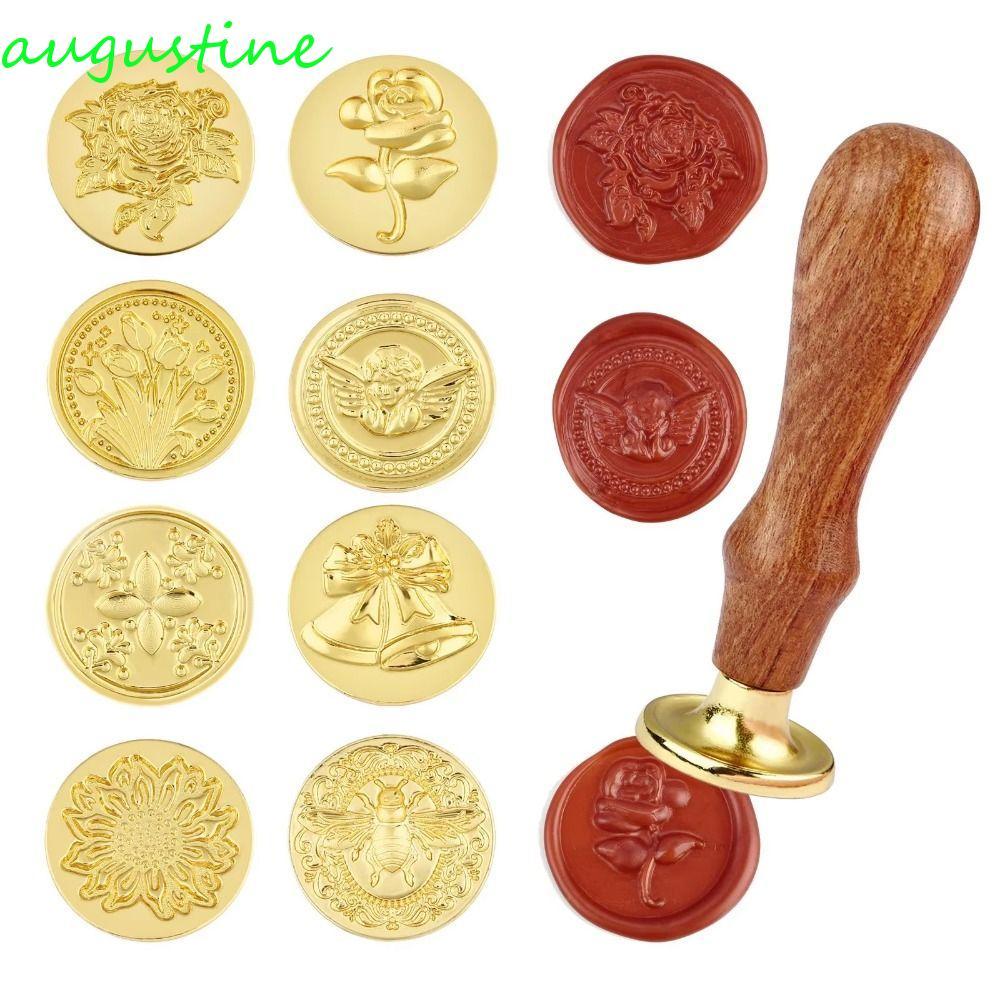 AUGUSTINE 8/10/12 ชิ้น Lacquer Seal หัวแสตมป์ชุด, Retro Creative Wax Seal ชุดหัวแสตมป์, Elegant DIY 