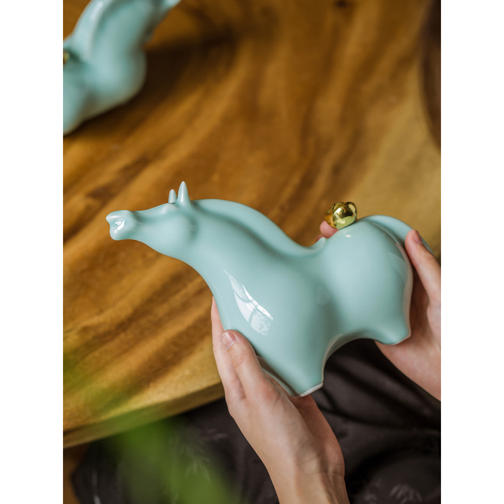 Jixiang Collection Jingdezhen Zodiac Horse Ceramics ทันที Rich ของขวัญสร้างสรรค์เครื่องประดับตกแต่งบ