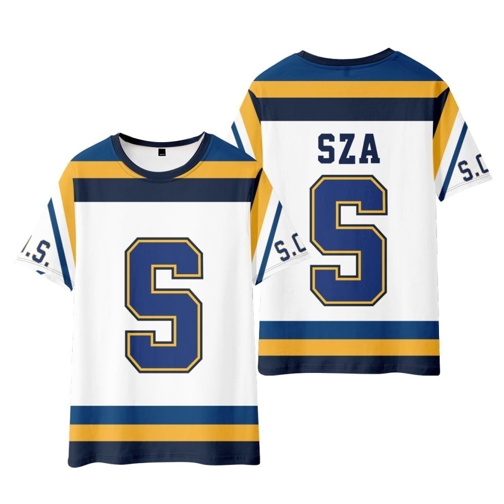 [หลากสี] SZA SOS Jersey เสื้อยืด North America Tour Merch Tee คอสเพลย์ผู้หญิงผู้ชายแฟชั่นลําลองแขนสั